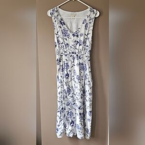 Cynthia Rowley White Maxi Dress with Blue Floral Print